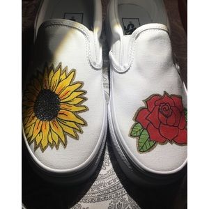 Custom White Slip On Vans